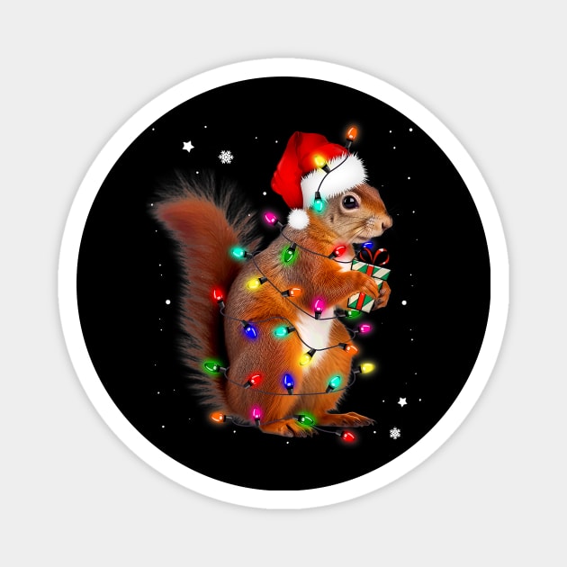 Squirrel Christmas Hat Santa Pajama Squirrels Lover Magnet by everetto